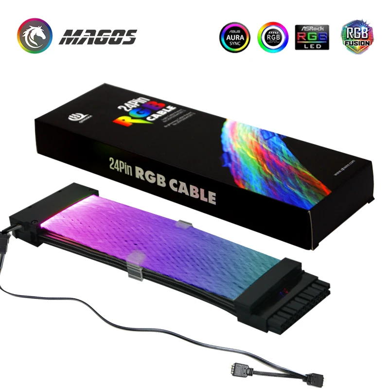 RGB Радужный кабель M/B 24PIN ATX Удлинительный шнур 8P(8 + 8) GPU PCI-E неоновая линия