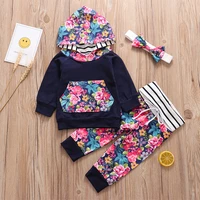 newborn baby girl kids clothes set fashion floral hoodie t shirt flowers pants 2pcs infant clothing toddler outfits suit