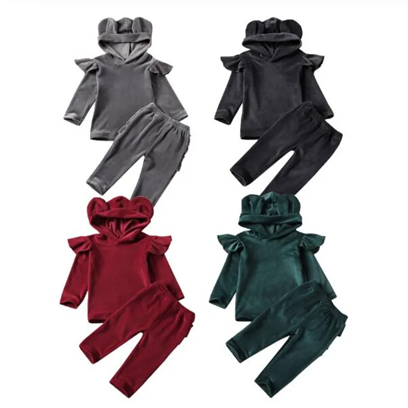 Милый комплект одежды для младенцев из искусственного золота и бархата