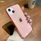 Модный мягкий силиконовый чехол с градиентным лазером для iPhone 13, 11 Pro, X, XR, XS Max, 12 Mini, милый чехол для телефона с сердцем для SE 2, 7, 8 Plus