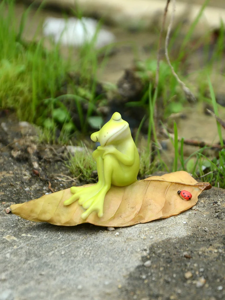 Креативные милые украшения в виде лягушки микропейзаж цветочный горшок смола