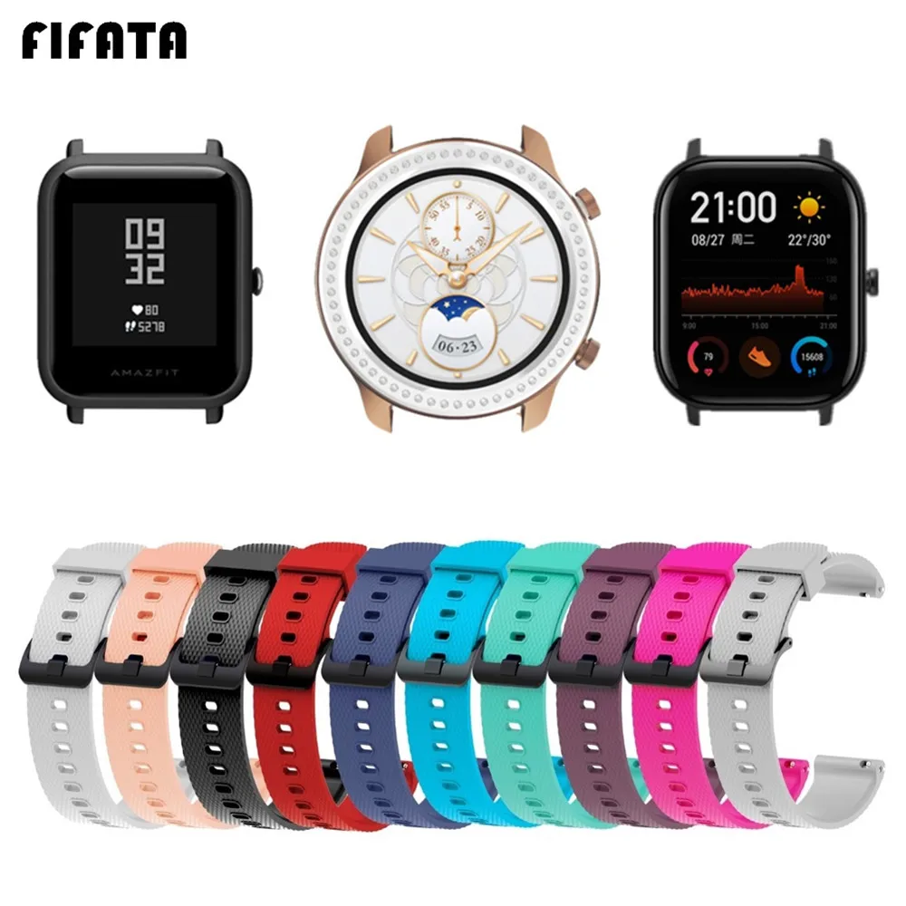 

FIFATA Silicone Watch Band For Xiaomi Huami Amazfit GTS GTR 42mm Bip Bip S Smart Watch Strap Bracelet 20mm Colorful Wristband
