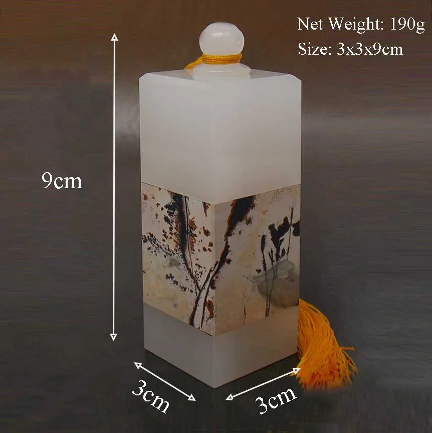 

3cm Retro Painting Customize Chinese English Name Stamps Square White Jade Seals With Wood Box Customized Clothes Chapter Chop