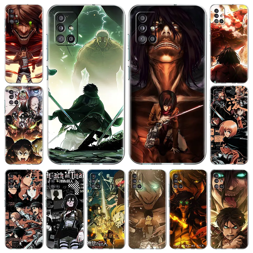 

Attack On Titan Japan Anime Transparent Phone Case For Samsung Galaxy A51 A12 A52 A32 A21s A31 A71 A72 A11 A02 A01 Soft Cover