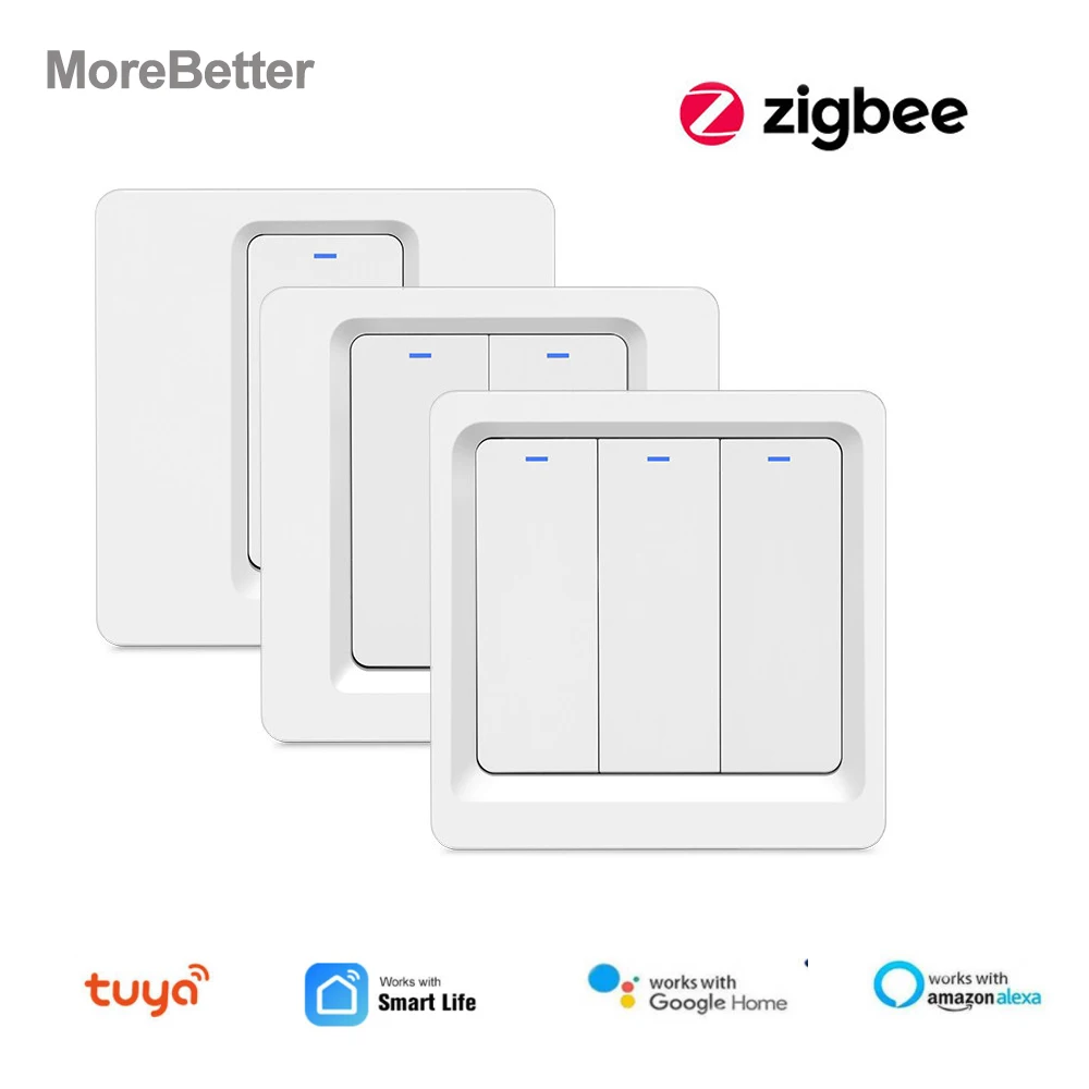 Настенный выключатель Tuya Zigbee беспроводной светильник ключатель с одним проводом