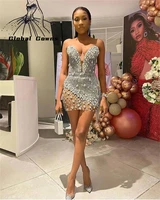 african sweetheart short prom dresses mermaid beaded crystal mini cocktail dress homecoming tassel birthday party gowns robe de