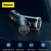 baseus car charger 40w double usb shunt for iphone x xiaomi car cigarette lighter slot fast quick charging car charger