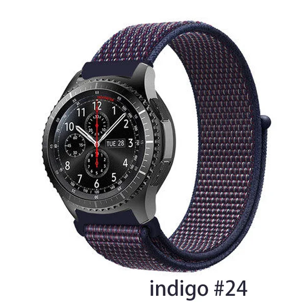 indigo 24 Gear s3 Frontier ремешок для samsung galaxy watch 46 мм 42 мм S4 active 2 22 мм ремешок для часов amazfit bip/gtr 47 мм huawei watch gt ремешок - Цвет ремешка: indigo 24