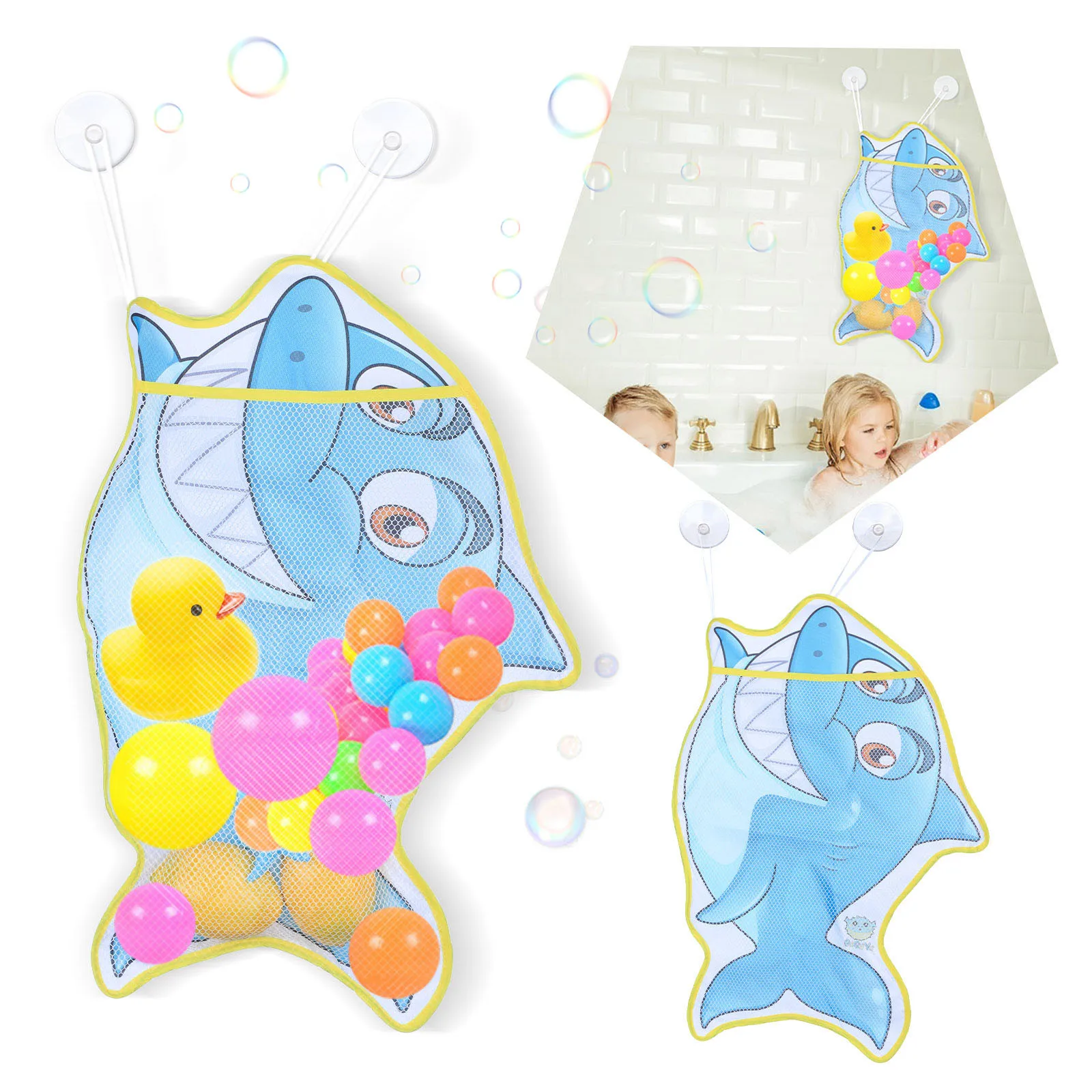 

Multifunction Baby Bathroom Mesh Bag Child Bath Toy Bag Net Suction Cup Baskets Kids Bathtub Doll Organizer Bathtub Game Rack