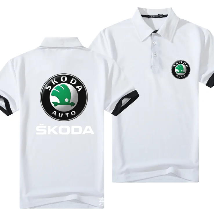 

Summer for SKODA short Sleeve Polos Shirt men Turn-over Collar fashion casual Slim Breathable Solid Color Business men shirt