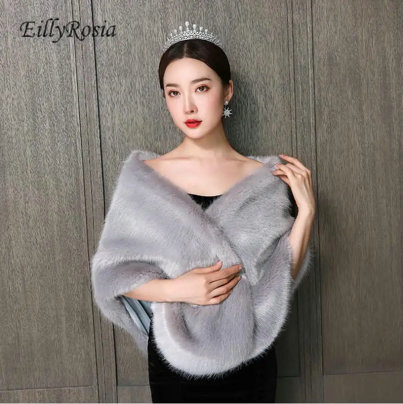 Новое поступление серый свадебное болеро зимняя накидка теплая шаль для невесты