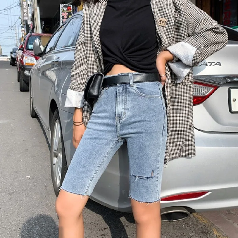 Летние повседневные женские джинсы HziriP 2020 эластичные синие джинсовые шорты с