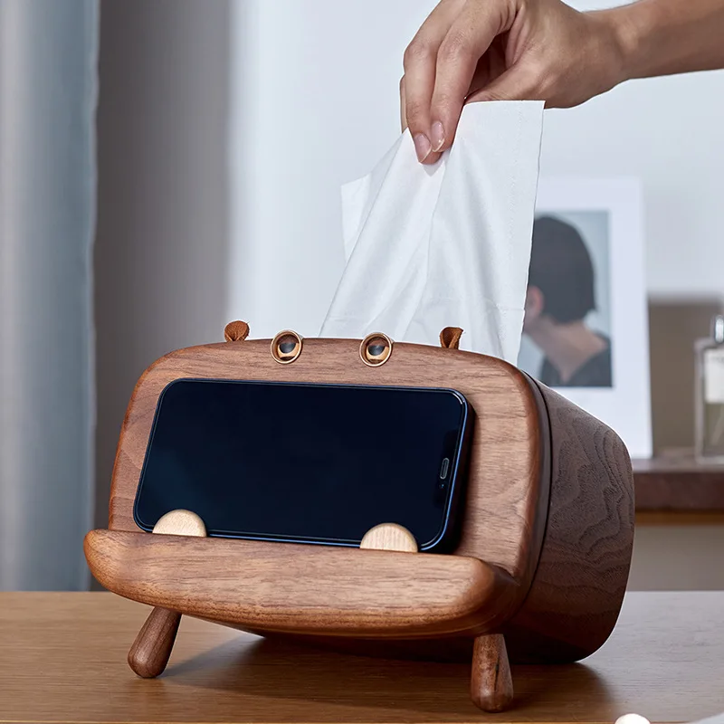 

Creative Solid Wood Storage Box Black Walnut Napkin Tissue Box Wooden Table Paper Box