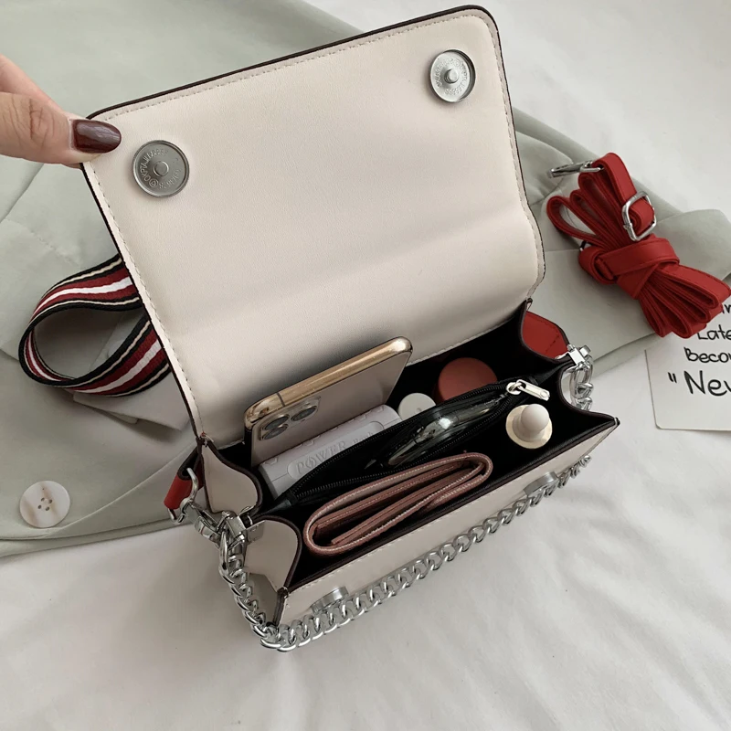 

Elegant Female Chain Tote bag 2021 Fashion New High quality Leather Women's Designer Handbag Solid color Shoulder Messenger Bag