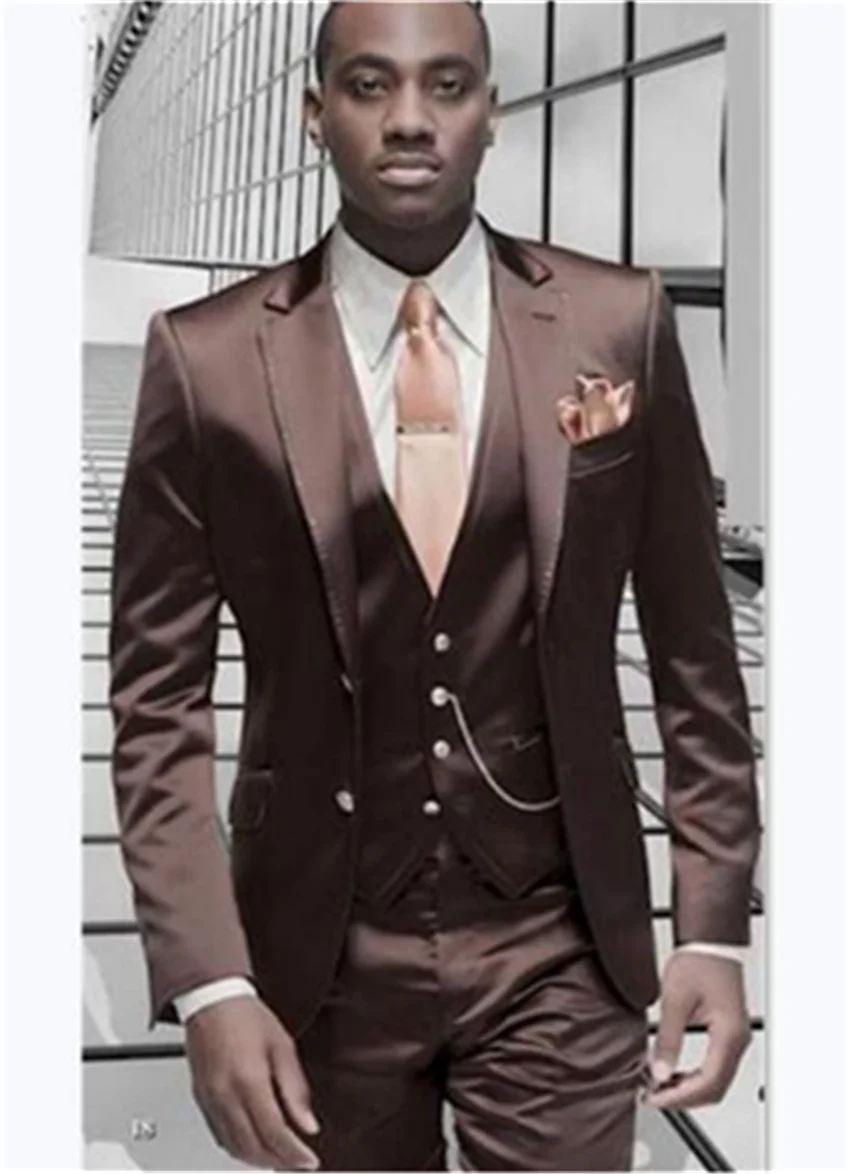 New men's wedding party LAPEL SUIT bridegroom best man tuxedo performance suit jacket pants vest three piece set