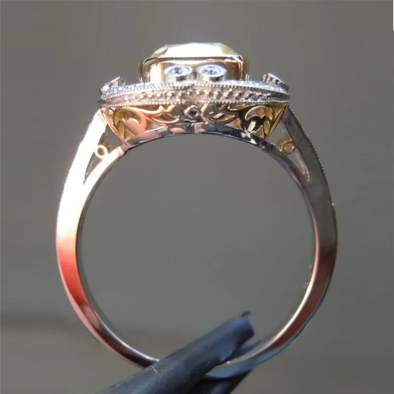

Charm Female Yellow Square Crystal Jewelry Cute Zircon Silver Color Engagement Rings For Women Wedding Band Valentines Day Gifts