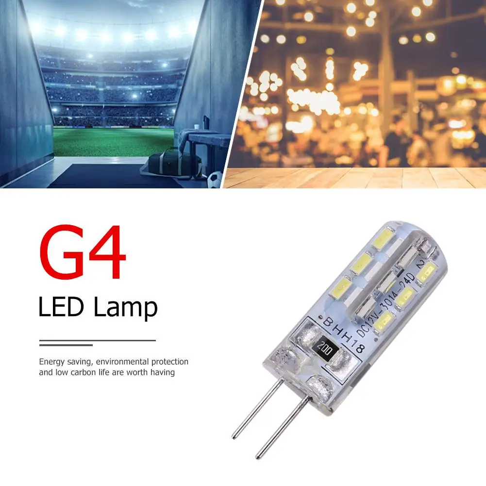

G4 LED Lamp 2W DC 12V 24 SMD3014 110LM White LED Silicone Corn Bulb Halogen Light Spotlight Lamp 360 Degree Angle LED Light
