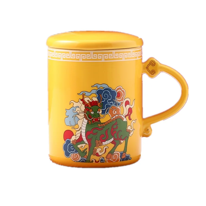 

Mug Creative Country Tide Ceramic Cup Office Spoon Water Cup With Lid Wedding Souvenir Gifts for Lover Chinese Style Cup Thermal
