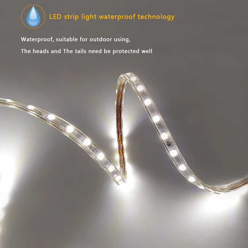 Цветная (RGB) 220V SMD 5050 Светодиодная лента Гибкая светильник 1 м 3 5 10 15 белый/теплый
