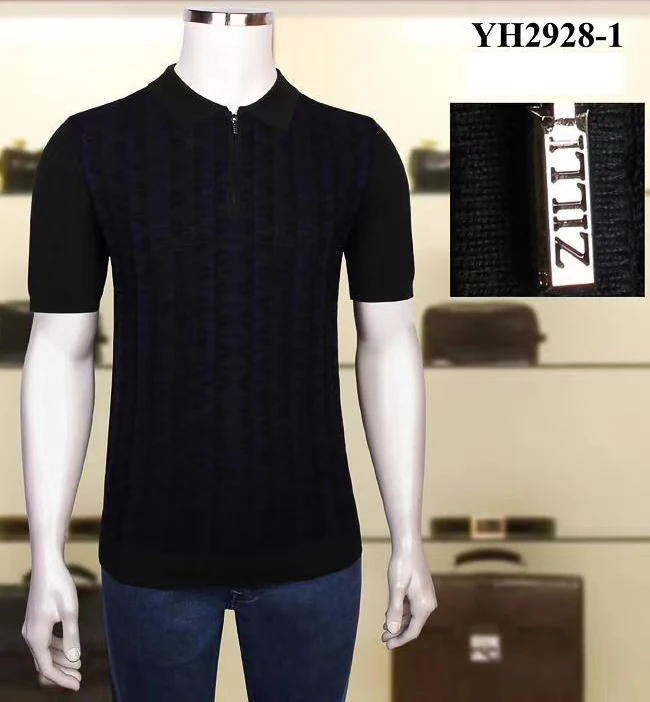 

shirt Billionaire polo silk men 2021 fashion simple short sleeve New thin zipper elasticit Breathable big size M-4XL quality