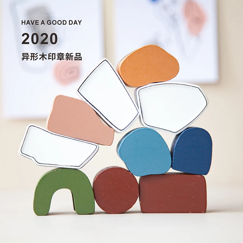 10 деревянных резиновых штампов неправильной геометрической формы для