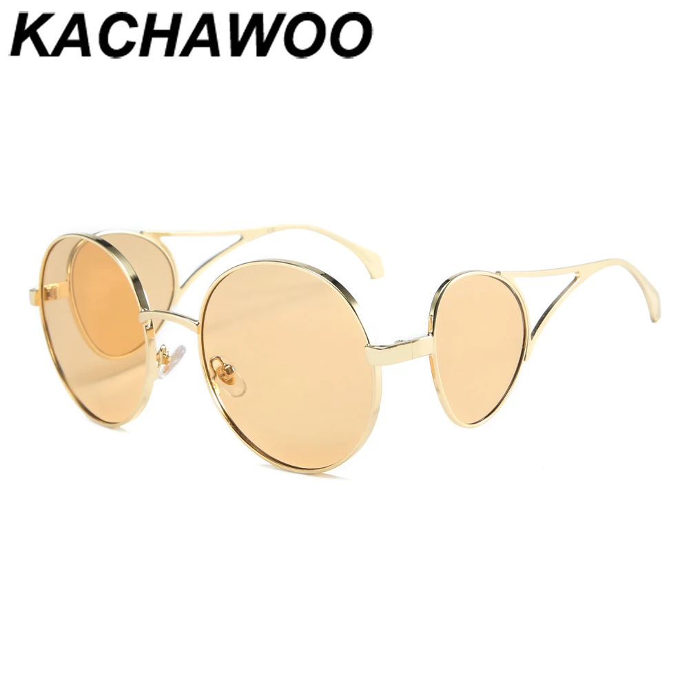 Мужские коричневые и зеленые металлические солнцезащитные очки Kachawoo винтажные