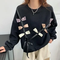 bow knot hoodies women top 2021 spring autumn new streetwear long sleeve loose sweatshirts casual harajuku hoodies