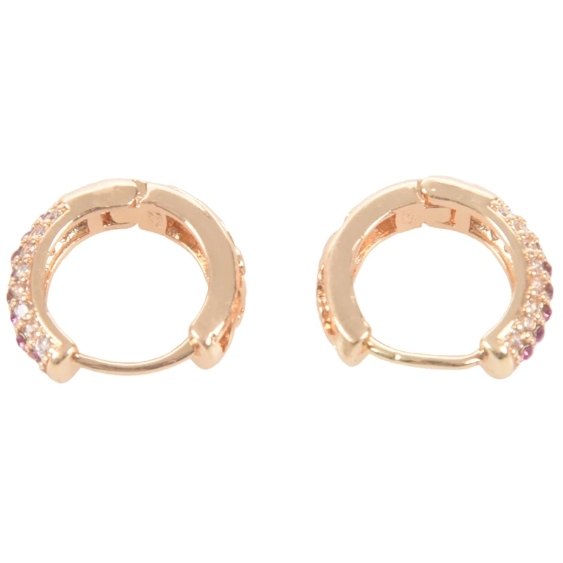 

Elegant CZ Stone Hoop Earrings For Women Gold Plated Piercing Jewelry -Gold