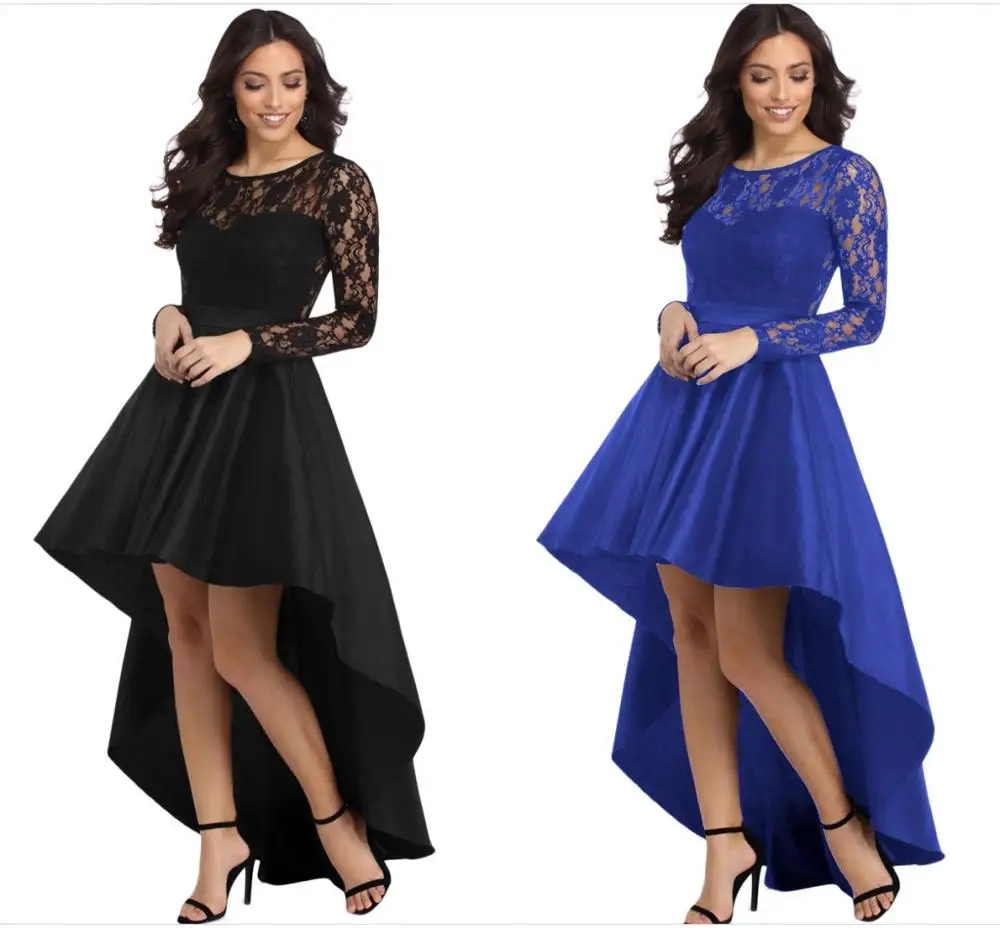 Новое черное/синее платье Hi Lo для выпускного вечера кружевное вечернее с