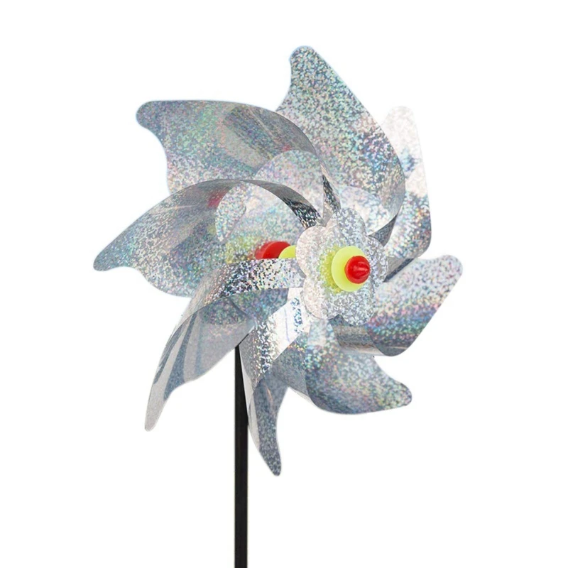 

NEW-10PCS Anti Bird Windmill Bird Repeller Windmill Sparkly Silver Pinwheels Bird & 2PCS Owl Bird Repellent Bird Deterrent