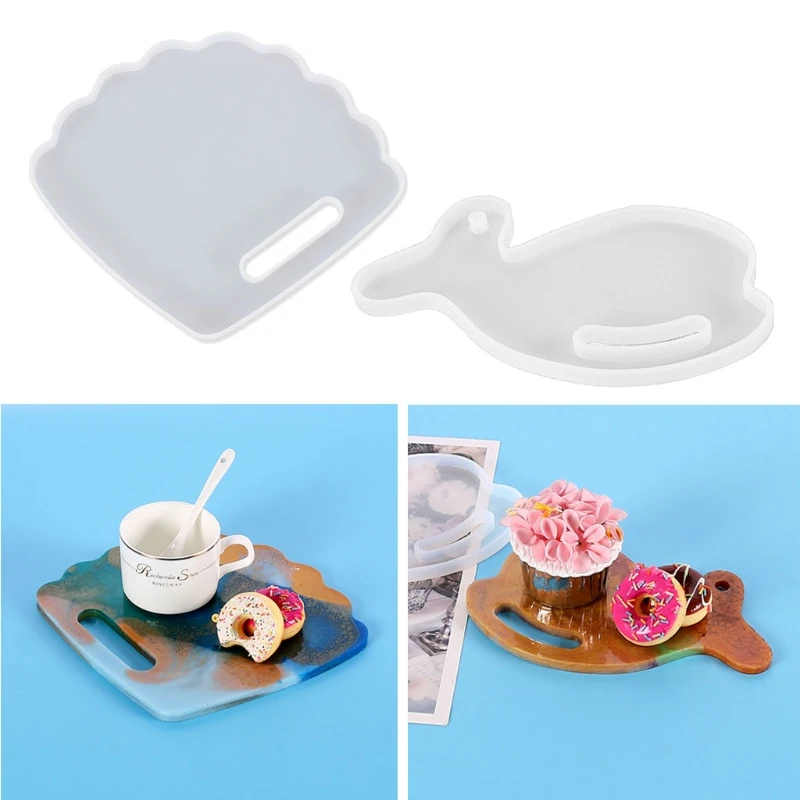 

DIY Dolphin Fan-shaped Silicone Geode Coaster Resin Molds for DIY Tea Mat Tray Making Resin Coaster Molds Art Craft Tool