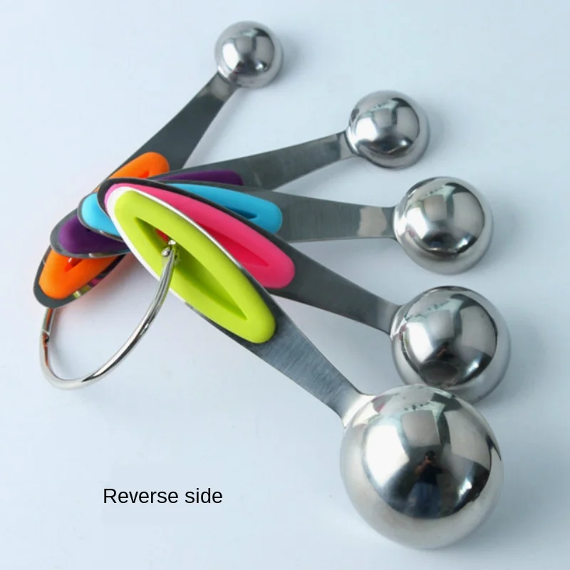 

5-piece silicone insulated handle Measuring Spoon Set stainless steel measuring spoon for baking tea and coffee kitchen