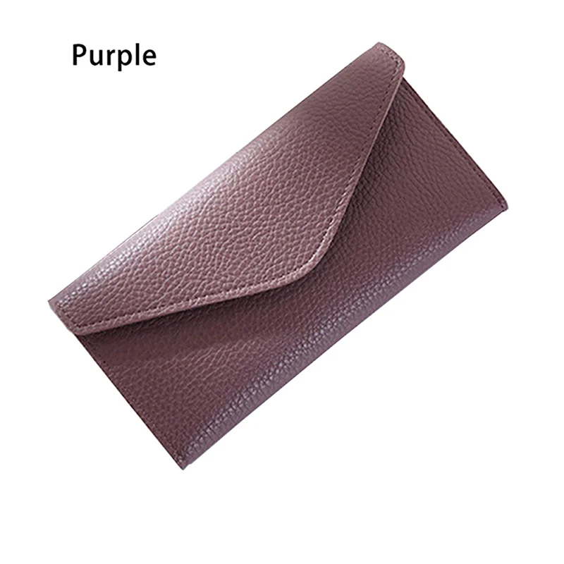 Purple Новинка, Женский Длинный кошелек-конверт из искусственной кожи, Одноцветный кошелек на застежке, кошелек для монет, держатель для карт вечерние клатчи, сумочка для денег - Цвет: Purple