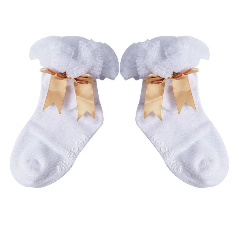 Популярные носки принцессы с бантом для маленьких девочек детские кружевные
