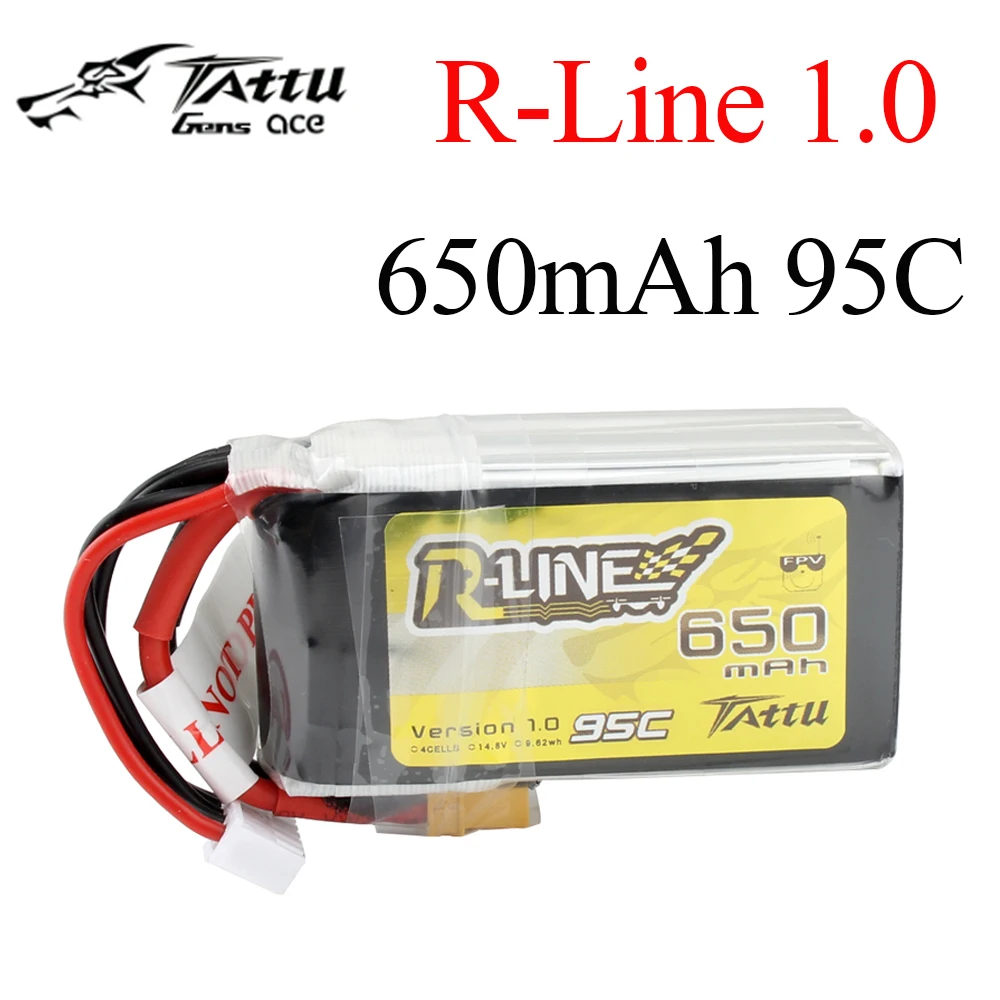 Tattu R-Line 1 0 LiPo 650 мАч 14 8 в 22 2 95C 4S 6S1P Lipo аккумулятор с разъемом XT30 для