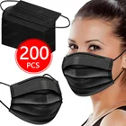 10-200 шт. одноразовая хирургическая маска для взрослых, черная необразованная сертифицированная хирургическая маска, маски, негра, противопылевые медицинские маски