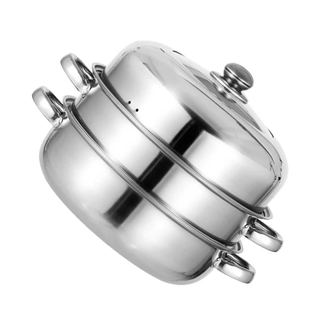 

1Pc Stainless Steel Steaming Pot Household Stockpot Multipurpose Pot (Silver)