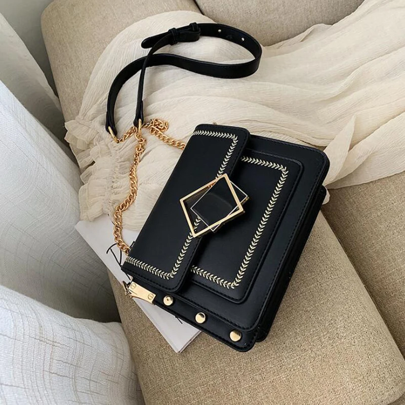 

Chain Pu Leather Crossbody Bags For Women 2019 Small Shoulder Messenger Bag Special Lock Design Female Travel Handbags