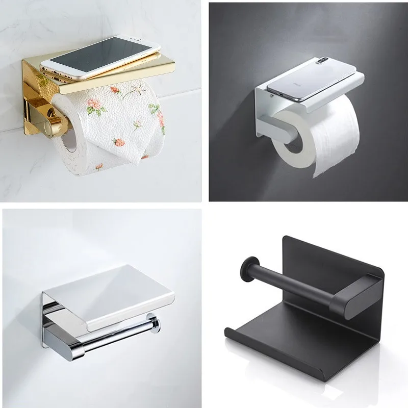 Черные матовые держатели для туалетной бумаги с полкой телефона вешалка в рулоне