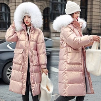 dimi winter cultivate morality down jacket bright surface big collar down parka women winter jacket female hair new