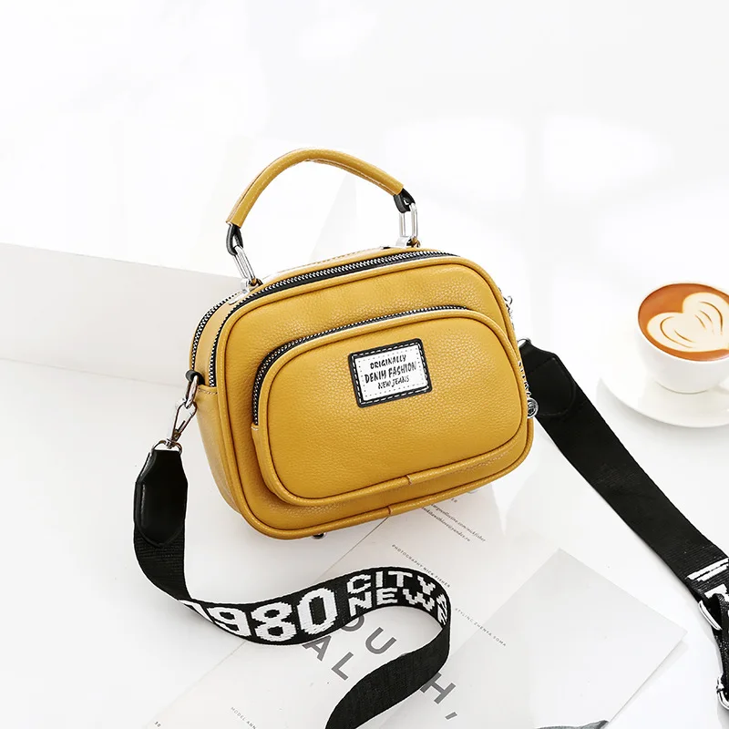 

Bag Women's 2021 New Model on The Fashion Stiletto Bag Soft Leather Camera Bag Wide Shoulder Strap Casual One-shoulder Handbag
