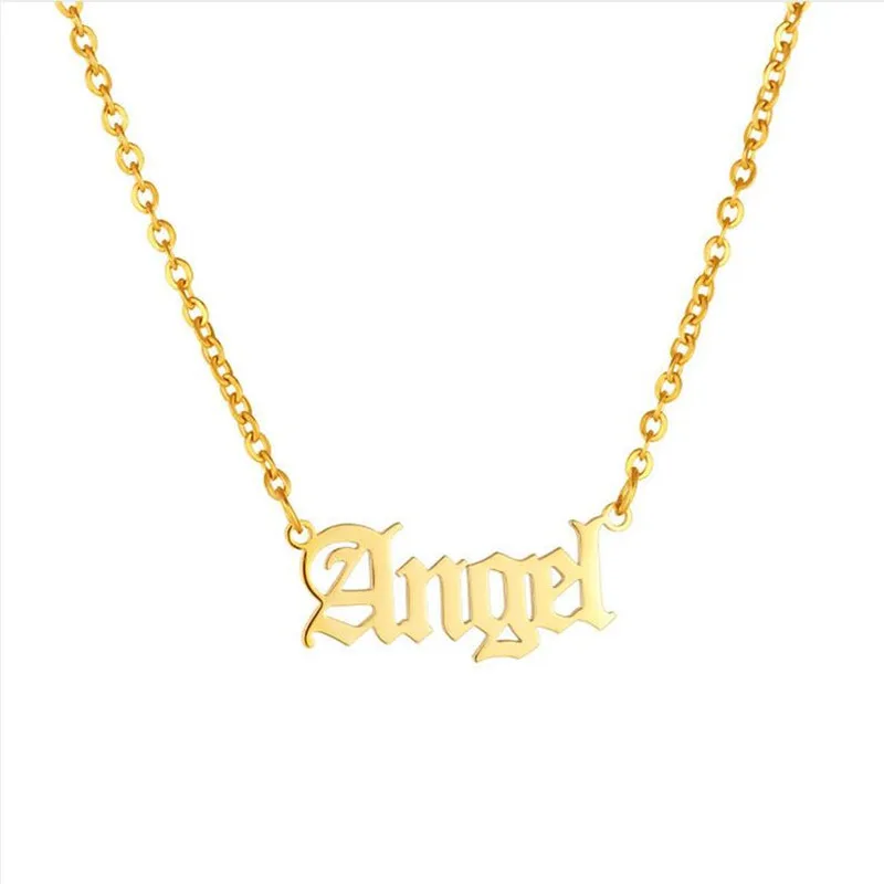 Женское Ожерелье из нержавеющей стали Script Name Angel Золотое массивное ожерелье в