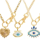 Изящные многослойные ожерелья в стиле хип-хоп для женщин, золотая цепочка с зажимом для скрепления, простое шестигранное ожерелье-чокер с подвеской сглаза, ожерелье