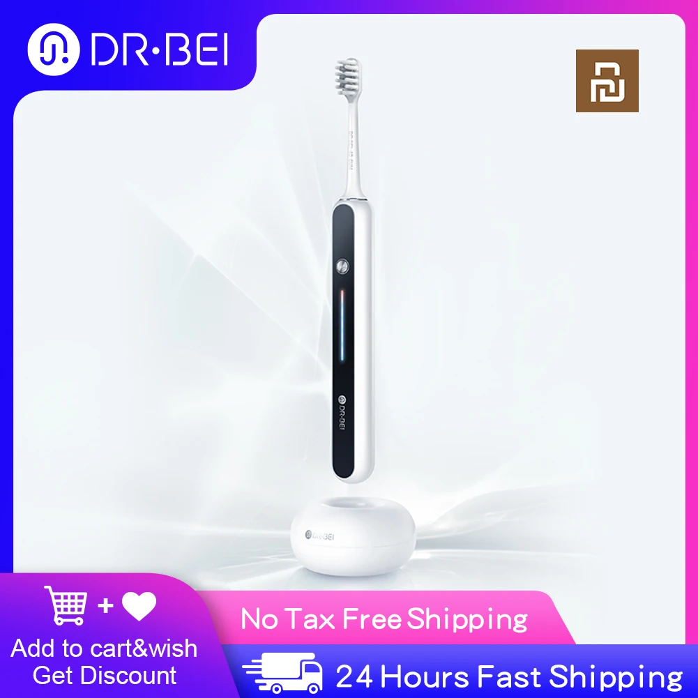 

XiaomiDR.BEI Sonic Toothbrush Ultrasonic Portable Electric S7 Toothbrush Adult Soft Bristle 4D Head USB Rechargeable Tooth Brush