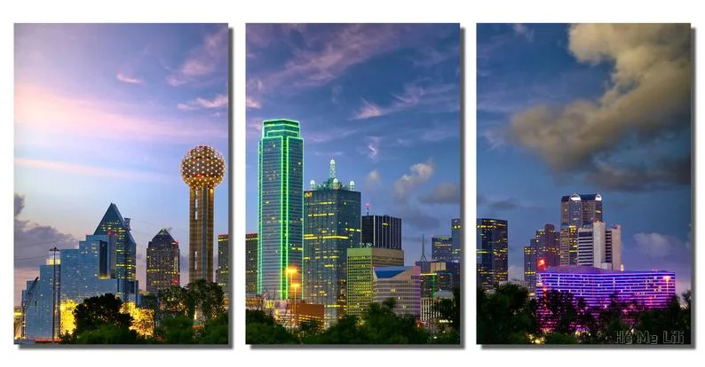 

Dallas Texas Skyline 3 Panel Split Triptych Metal Wall Art On For Home Wall Decor interior Design