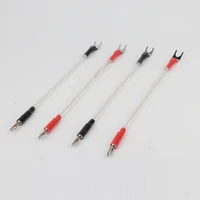 4pcs hi end ofc silver plated jumper cable audio speaker cable banana plugs to banana plugs hifi audio cable