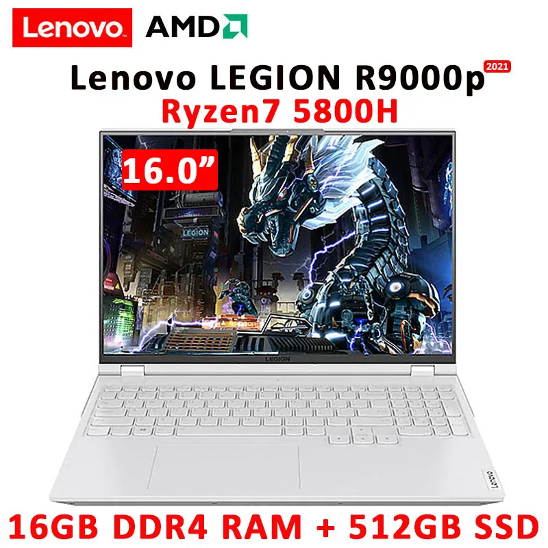 Get New Lenovo Legion R9000P 2021 Gaming Laptop 16inch 165Hz High Refresh Rate IPS Screen AMD R7 5800H GeForce RTX3060 Backlit metal