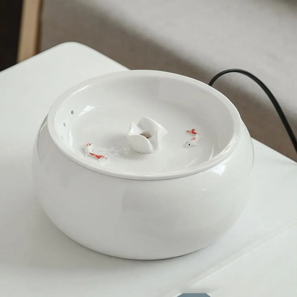 

Automatic Pet Cat Ceramic Drinking Dispenser Fountain USB Cabble Ultra Quiet 1.5L Cat Water Fountain For Cats Blue White US EU