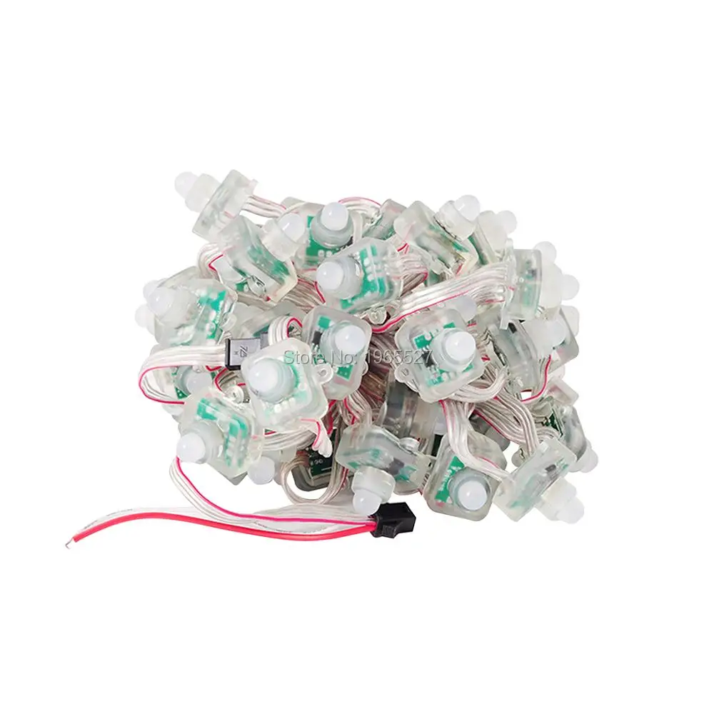 

50pcs/string Square 12mm WS2811 RGB Pixel LED Module Light,Digital Christmas String;Transparent wire,DC12V input,Waterproof IP68