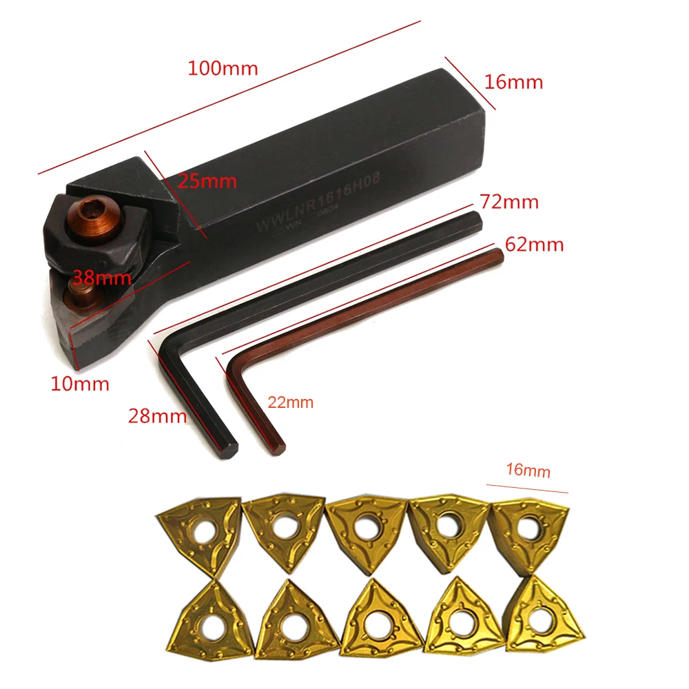 

WWLNR1616H08 16x100 + 10 . WNMG0804 + 2